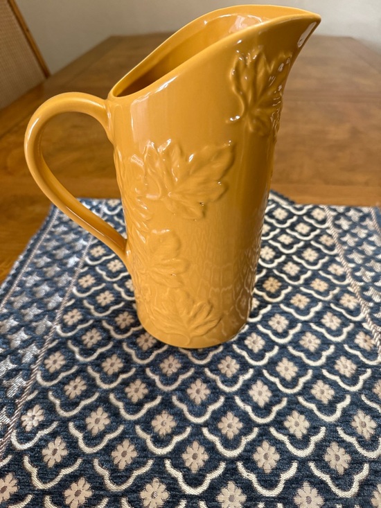 Home Interiors Other - Home Interiors Mustard Yellow Embossed Ceramic Pitcher